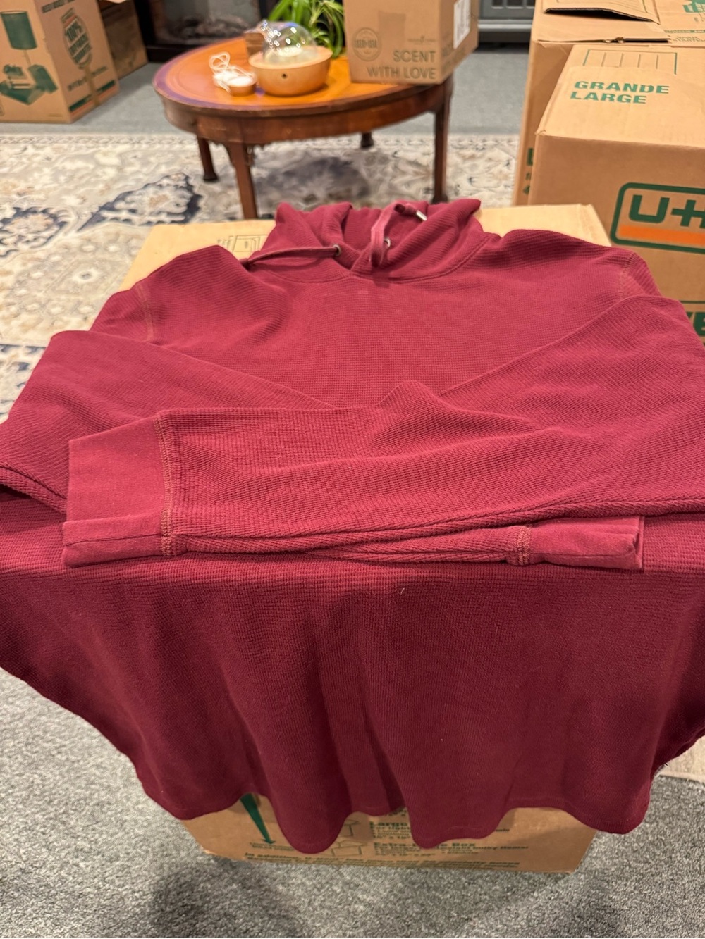 American Eagle Outfitters Men's Zip-Up Hooded Sweater - Burgundy
